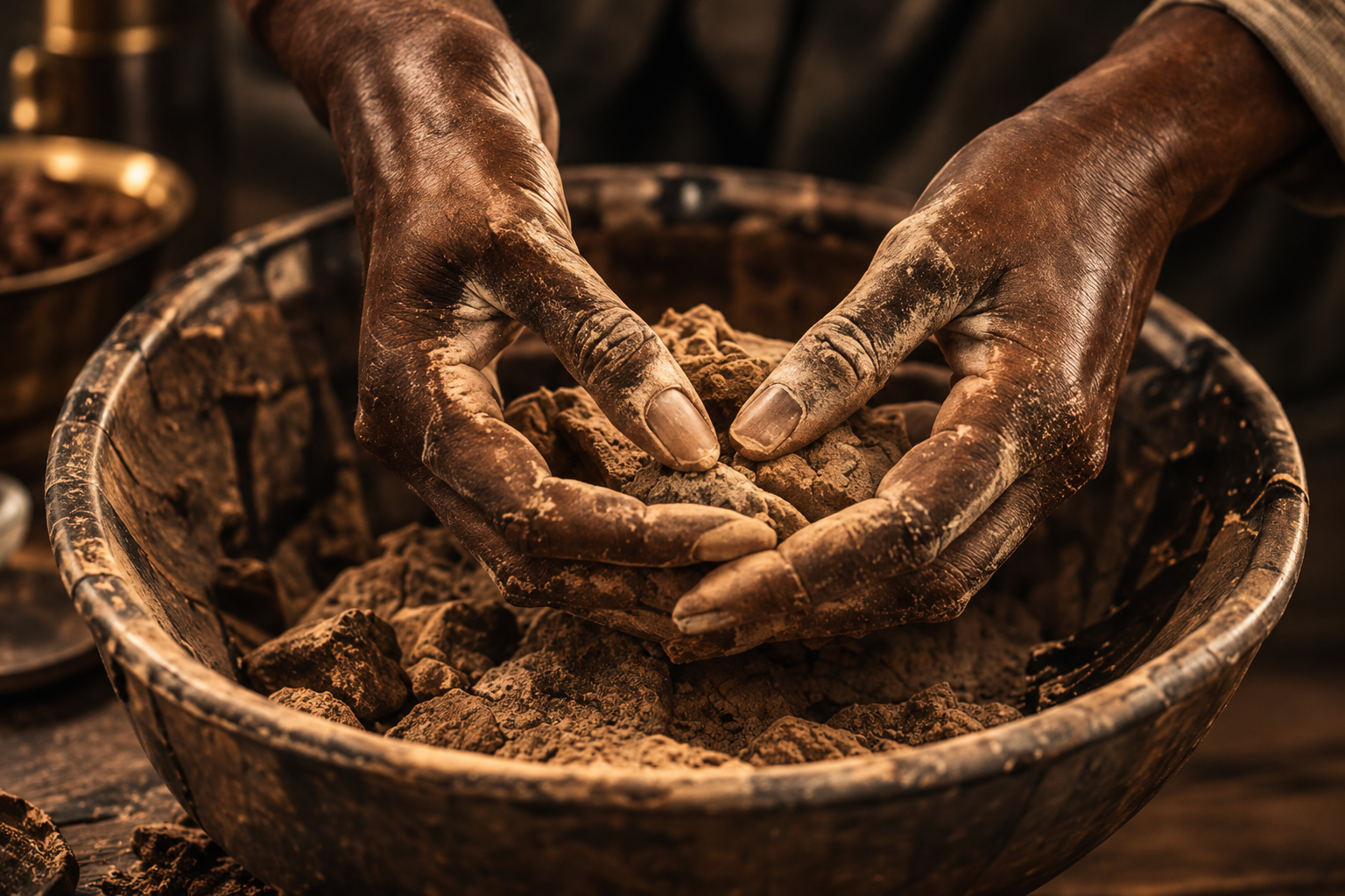 Incense being prepared by hand